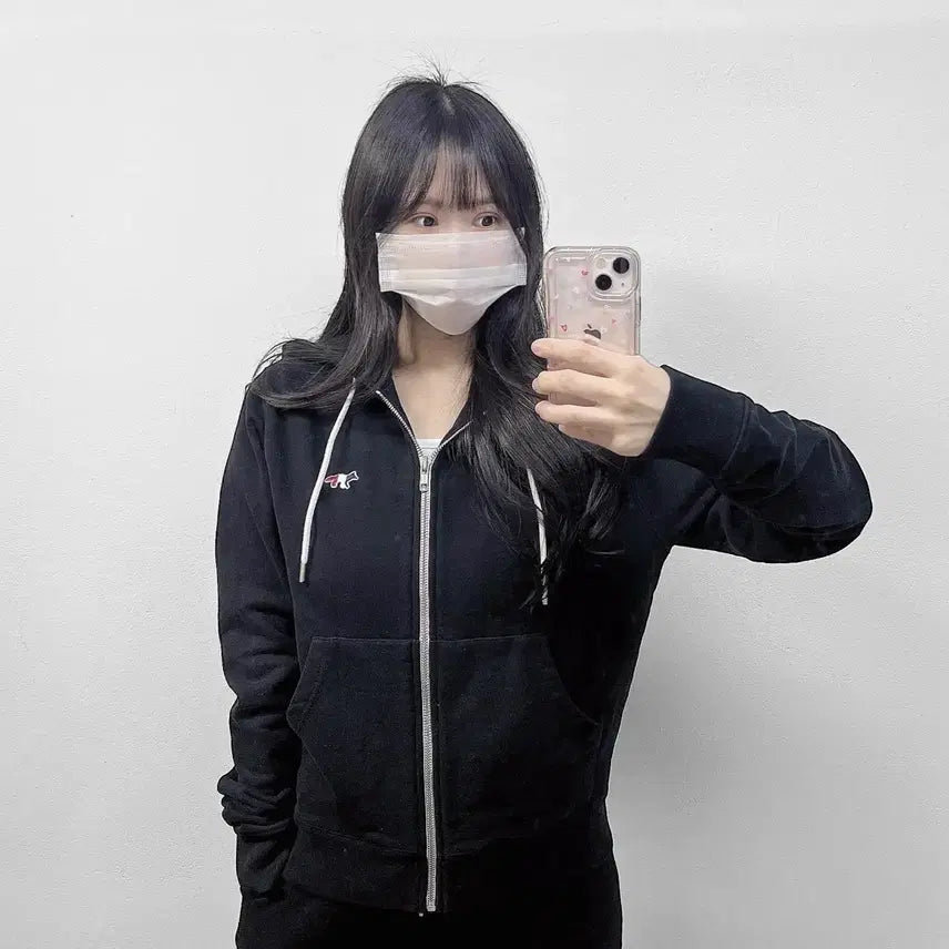 [BUNJANG] Maison Kitsune Triple Color Fox Hooded Zip-up Black / 메종키츠네 트리플 컬러 폭스 후드집업 블랙