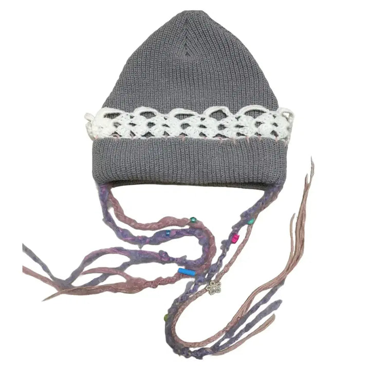 [BUNJANG] SHEEP Handmade Lace Embellished Beanie / 일본하라주쿠SHEEP핸드메이드 비니