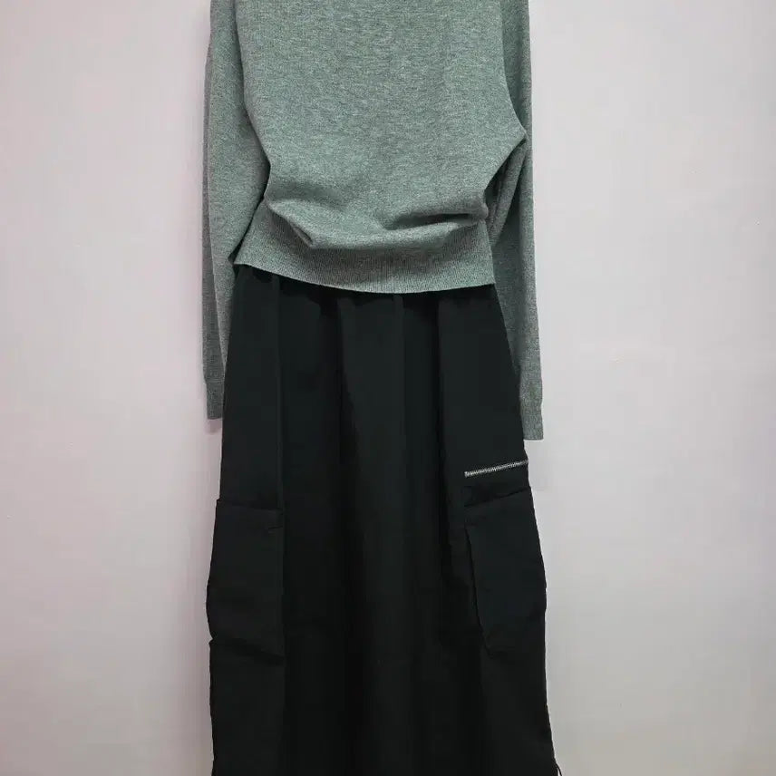 [BUNJANG] BE Black Cargo Long Skirt / 블랙 카고 롱 스커트