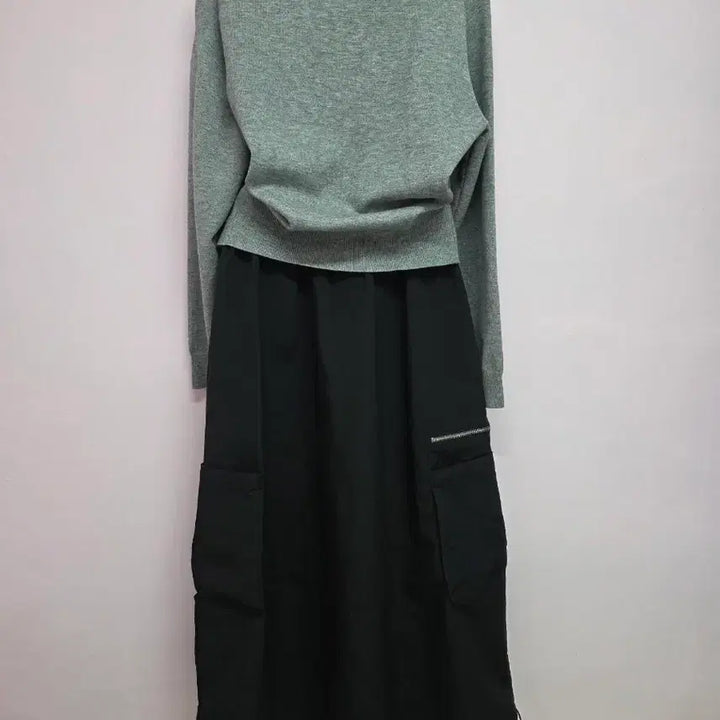 [BUNJANG] BE Black Cargo Long Skirt / 블랙 카고 롱 스커트