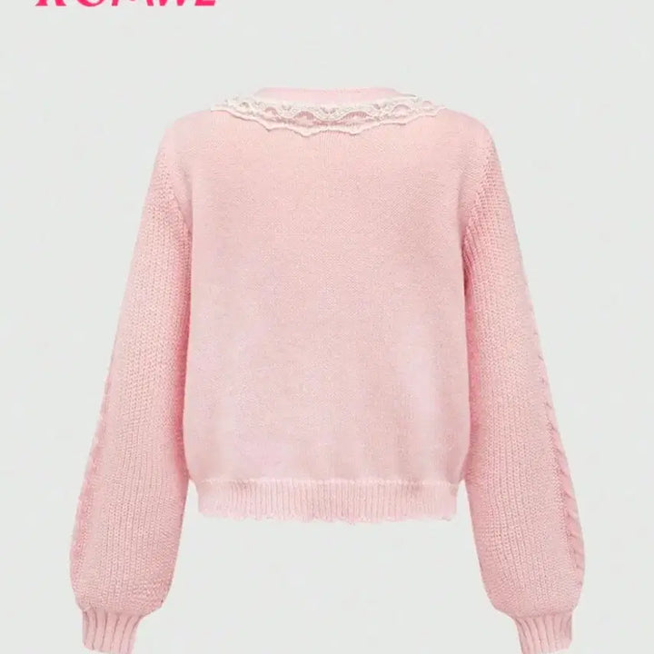 [BUNJANG] ROMWE Pink Ribbon Lace Cardigan / ROMWE 롬위 핑크 리본 레이스 가디건 갸루 양산형 리즈리사 쉬인
