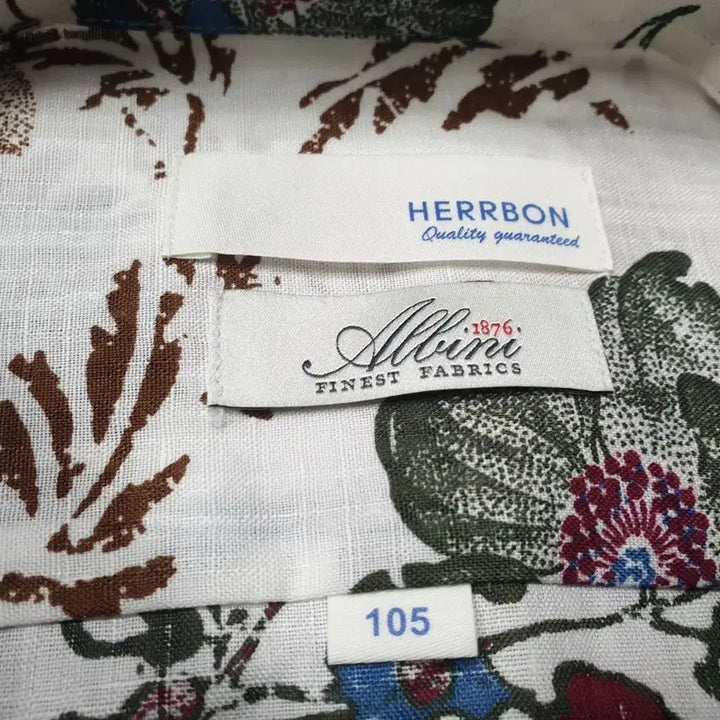[BUNJANG] Herborn Linen Floral Short Sleeve Shirt White 105 / 헤르본 린넨 꽃무늬 반팔 셔츠 화이트 105
