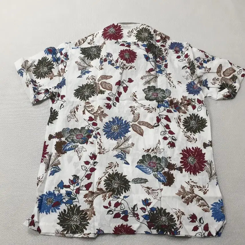 [BUNJANG] Herborn Linen Floral Short Sleeve Shirt White 105 / 헤르본 린넨 꽃무늬 반팔 셔츠 화이트 105