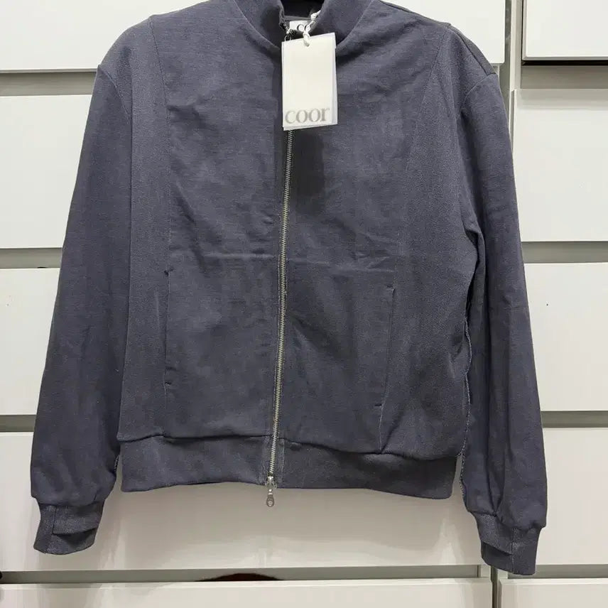 [BUNJANG] Cour Washed Cotton Stand Collar Mixed Zip-up Jacket / [L] 쿠어 워시드 코튼 스탠드 카라 믹스드 집업 워시드차콜그레이