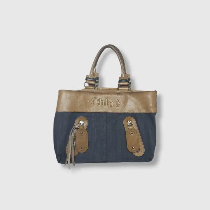 [BUNJANG] Chloé Tote Bag Brown/Denim / [정품] 끌로에 인디고 블루 데님 토트백