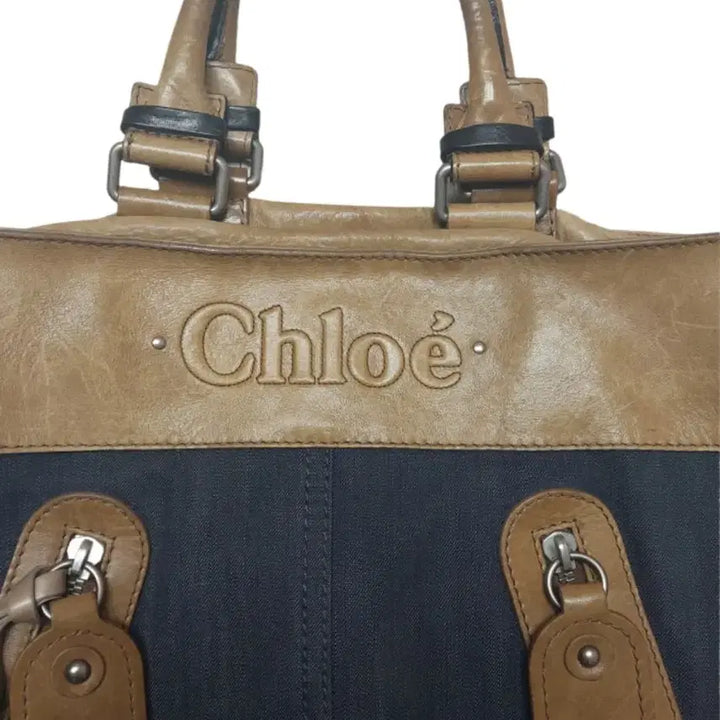 [BUNJANG] Chloé Tote Bag Brown/Denim / [정품] 끌로에 인디고 블루 데님 토트백