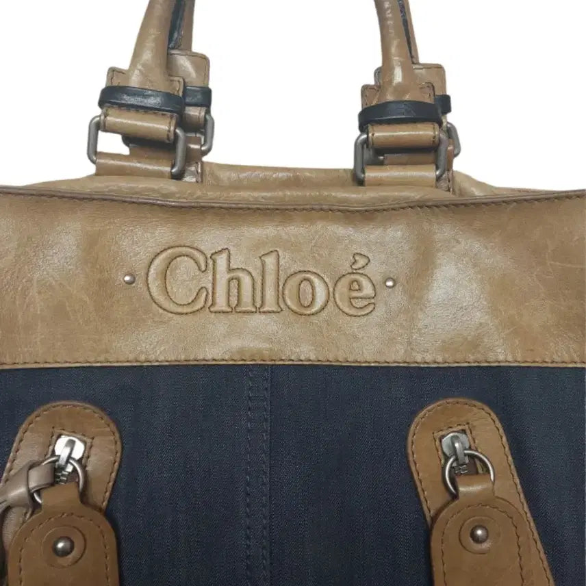 [BUNJANG] Chloé Tote Bag Brown/Denim / [정품] 끌로에 인디고 블루 데님 토트백