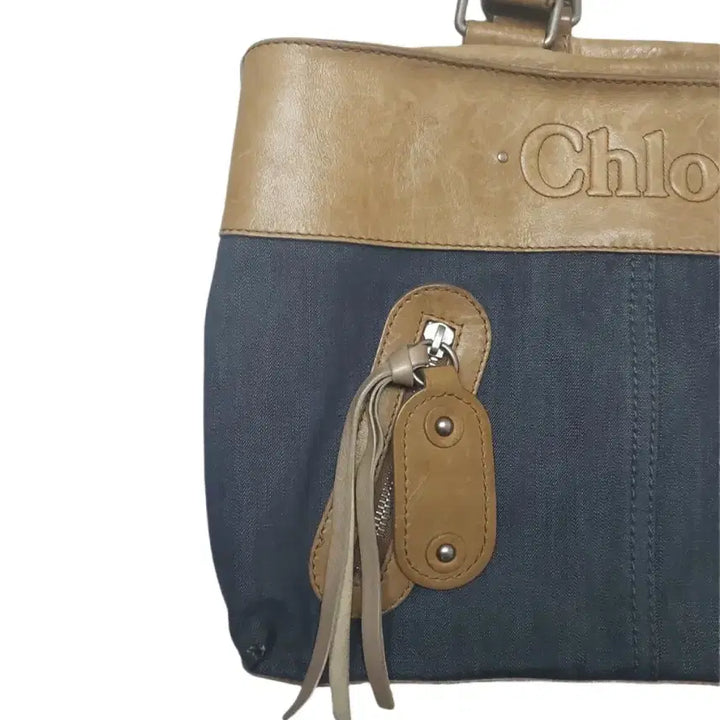 [BUNJANG] Chloé Tote Bag Brown/Denim / [정품] 끌로에 인디고 블루 데님 토트백