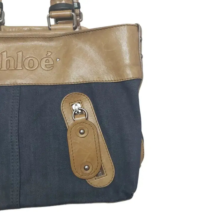 [BUNJANG] Chloé Tote Bag Brown/Denim / [정품] 끌로에 인디고 블루 데님 토트백