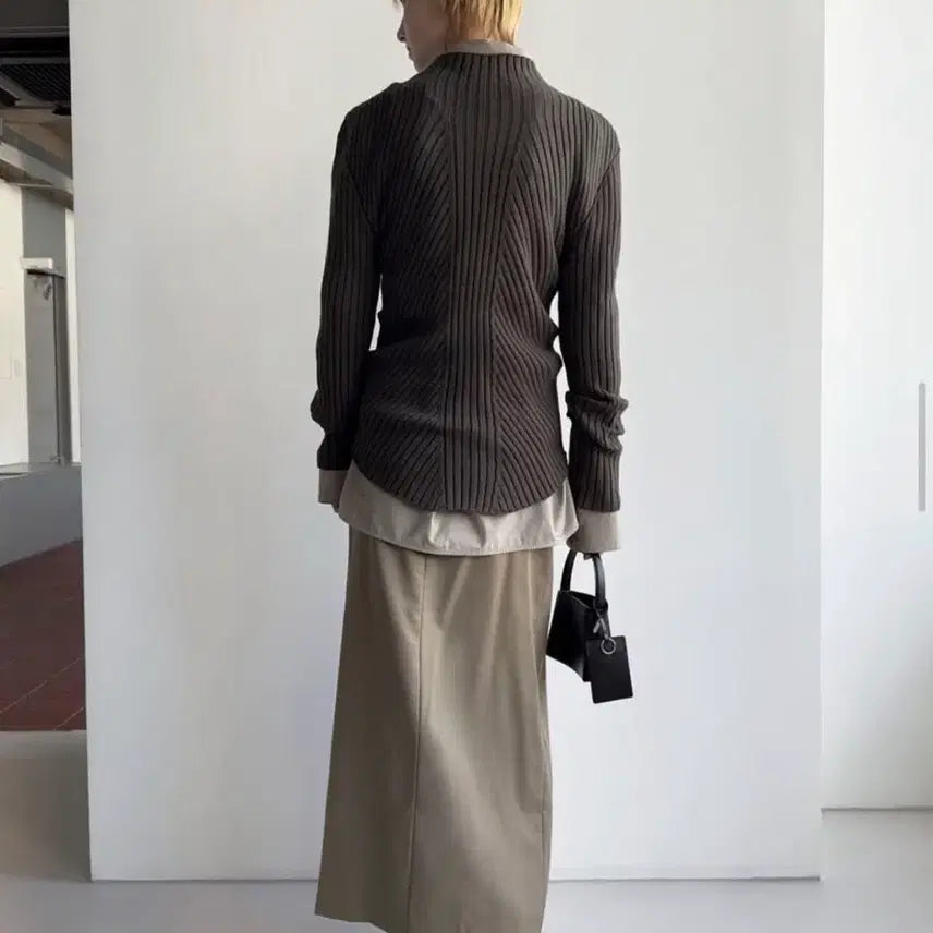 [BUNJANG] Low Classic Holgarment Knit Top - Khaki / 로우클래식 홀가먼트 니트 카키
