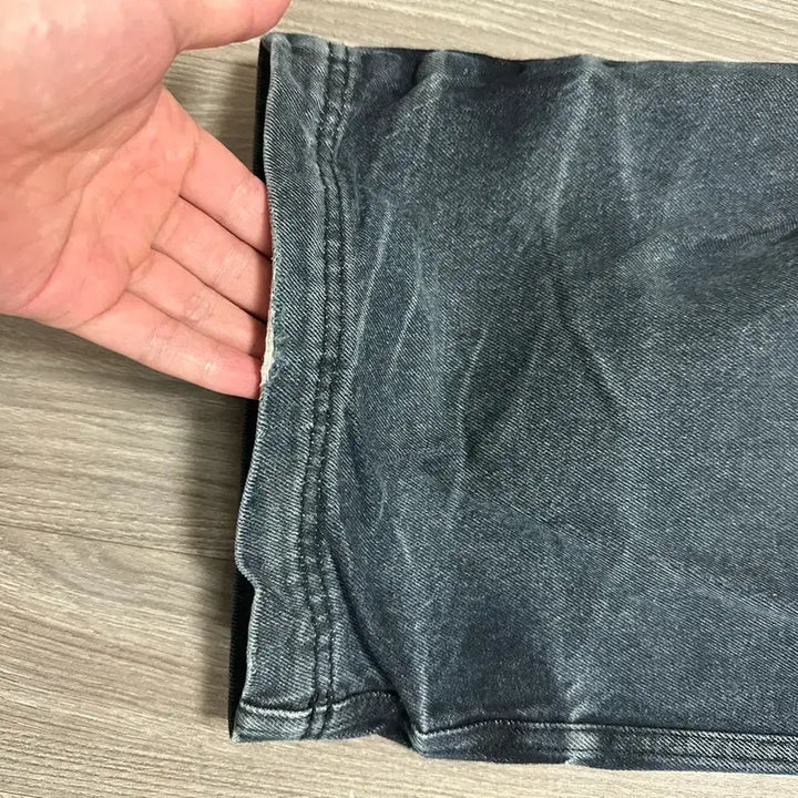 [BUNJANG] Blr Embossed Wave Wide Denim Pants (Blue, S) / Blr 엠보스드 웨이브 와이드 팬츠 블루 S사이즈
