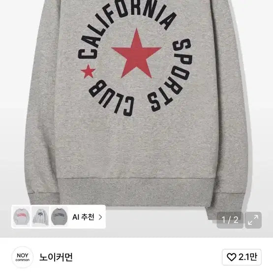 [BUNJANG] Noihomme Sweatshirt Gray / 노이커먼 스웨트맨투맨 그레이69000->18000