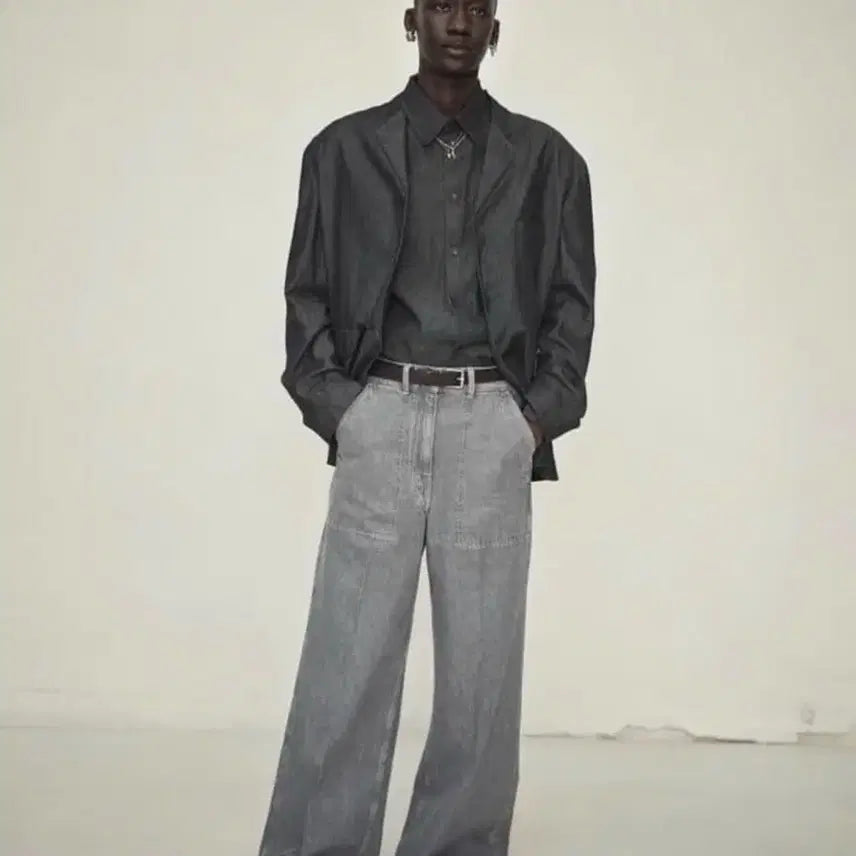 [BUNJANG] Lemaire Loose Fit Denim Pants / 르메르 스톤그레이 루즈팬츠 36