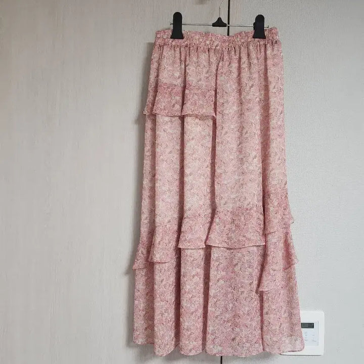 [BUNJANG] Flower Chiffon Tiered Long Skirt / ENC.플라워 쉬폰 캉캉 롱 스커트