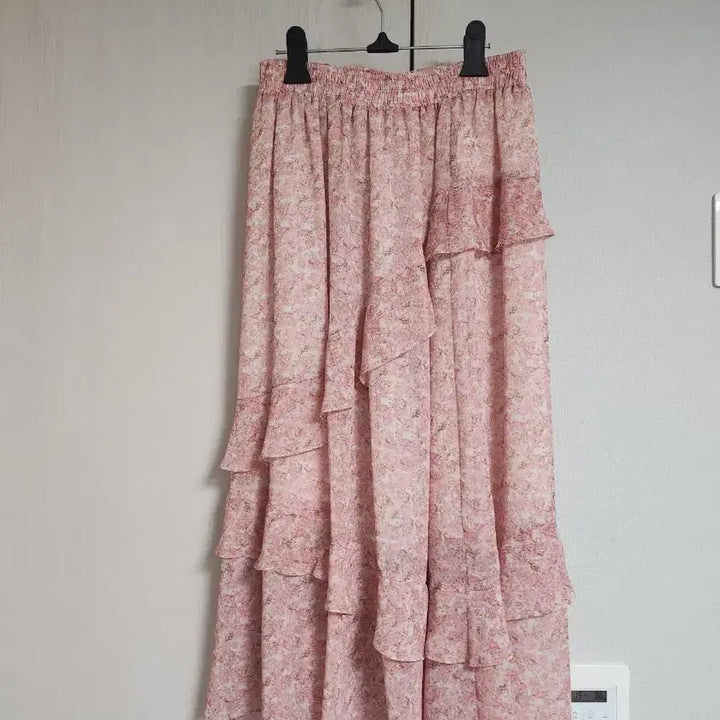 [BUNJANG] Flower Chiffon Tiered Long Skirt / ENC.플라워 쉬폰 캉캉 롱 스커트