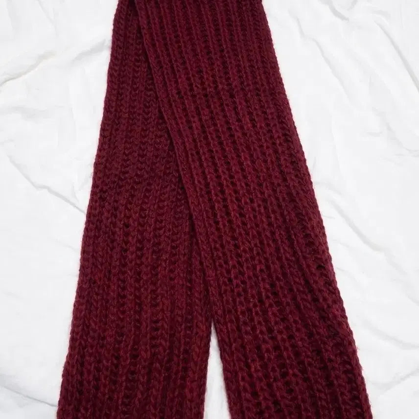 [BUNJANG] Burgundy Knit Muffler Scarf / 버건디 니트 머플러 목도리