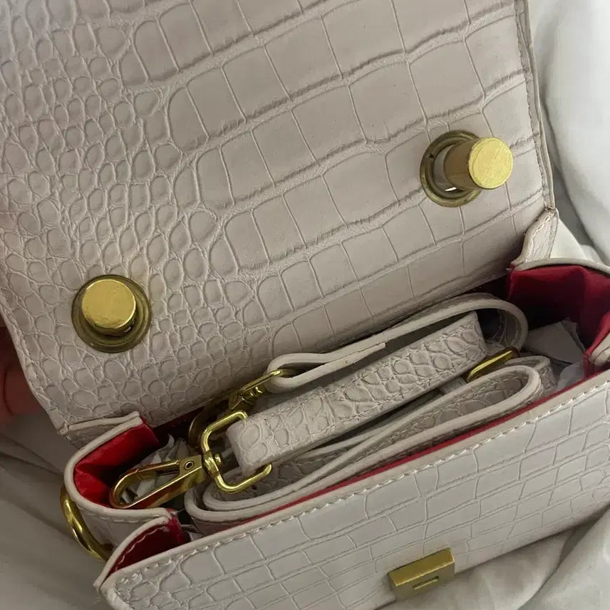 [BUNJANG] Ivory Crocodile Mini Tote Bag / 아이보리 크로커다일 미니 토트백