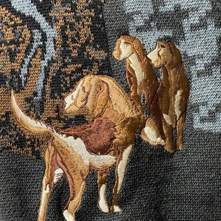 [BUNJANG] XL Embroidered Horse/Dog Logo Knit Sweater / XL 말,강아지 자수 로고 니트