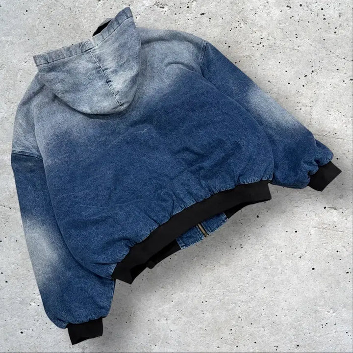 [BUNJANG] GLAMOUR Washed Denim Hooded Work Jacket / GLAMOUR 워싱 데님 후드 집업 워크 자켓 D39