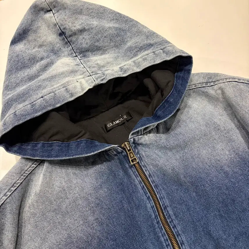 [BUNJANG] GLAMOUR Washed Denim Hooded Work Jacket / GLAMOUR 워싱 데님 후드 집업 워크 자켓 D39