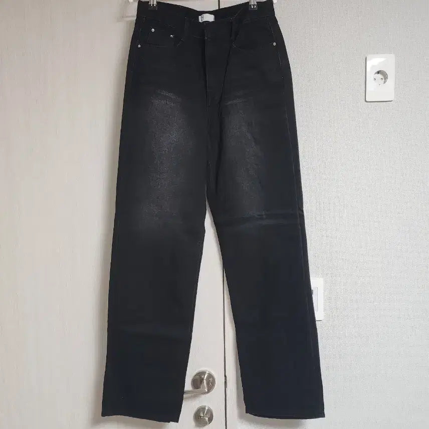 [BUNJANG] Black Washed Denim Wide Pants / 블랙 워싱 데님 와이드 팬츠