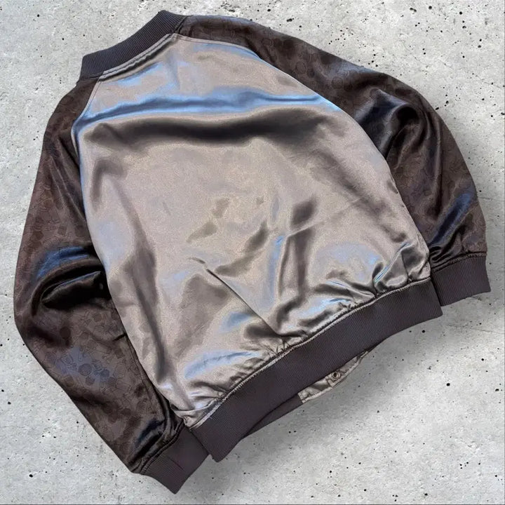 [BUNJANG] Mazaplava Embroidered Big Logo Shiny Souvenir Jacket / [100] 마자플라바 자수 빅로고 유광 스카쟌 자켓 D51