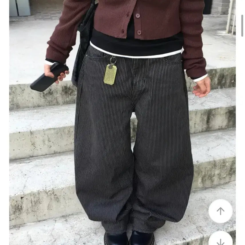[BUNJANG] Cream Museum Stripe Cotton Wide Pants M / 크림뮤지엄 신치 스트라이프 코튼 와이드 팬츠 m