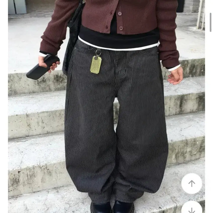 [BUNJANG] Cream Museum Stripe Cotton Wide Pants M / 크림뮤지엄 신치 스트라이프 코튼 와이드 팬츠 m
