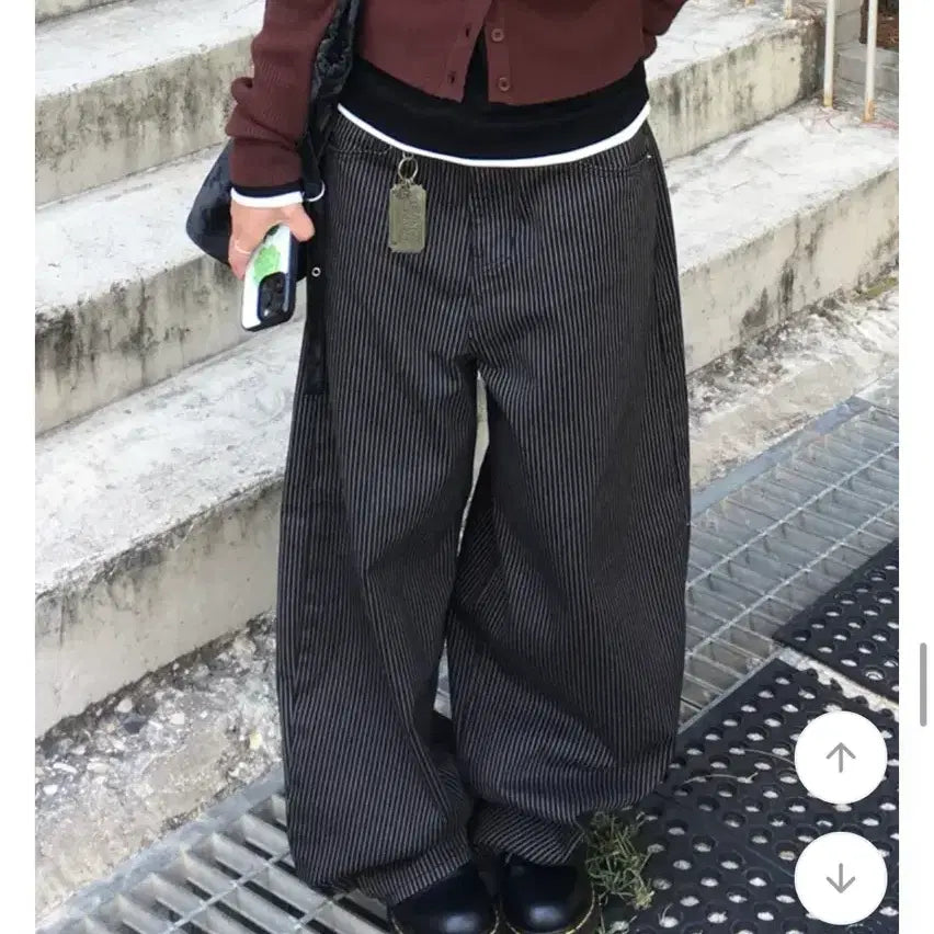 [BUNJANG] Cream Museum Stripe Cotton Wide Pants M / 크림뮤지엄 신치 스트라이프 코튼 와이드 팬츠 m
