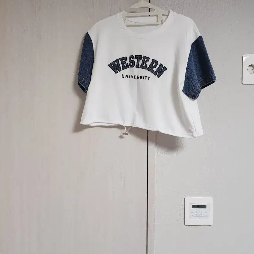 [BUNJANG] Western Crop Top &amp; Denim Skirt Set / 웨스턴 크롭 반팔티 + 데님 스커트 세트