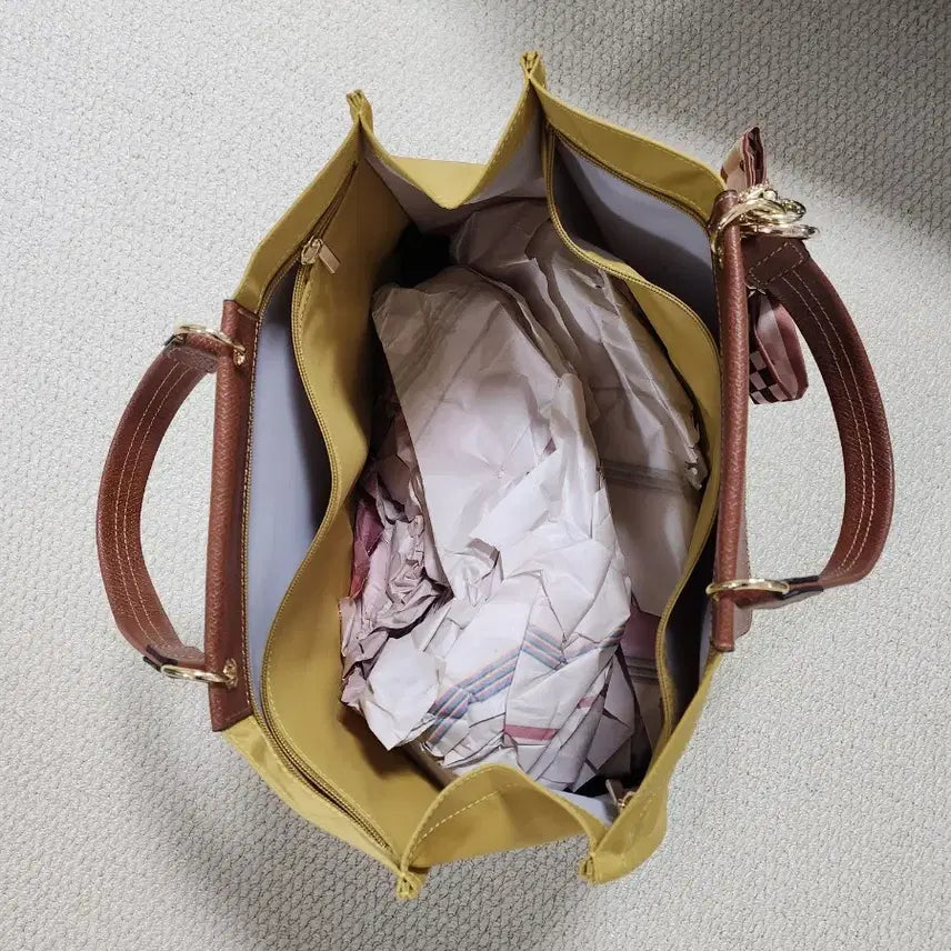 [BUNJANG] Yellow Tote Bag with Scarf / 옐로우 토트백 + 스카프