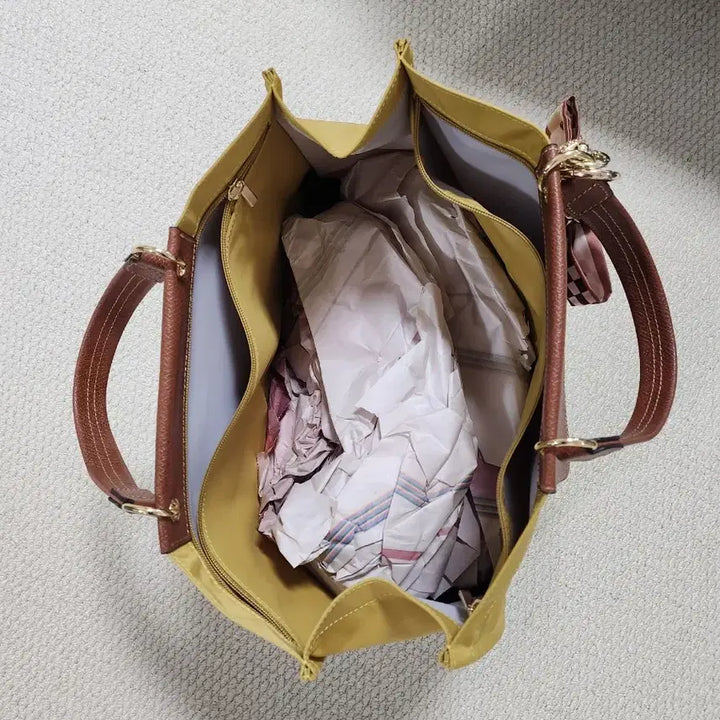 [BUNJANG] Yellow Tote Bag with Scarf / 옐로우 토트백 + 스카프