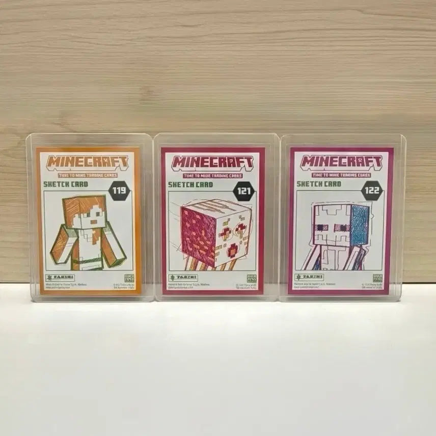 [BUNJANG] Minecraft Panini Trading Sketch Card Set / 일괄) 마인크래프트 파니니 트레이딩 스케치 카드 119 121 122
