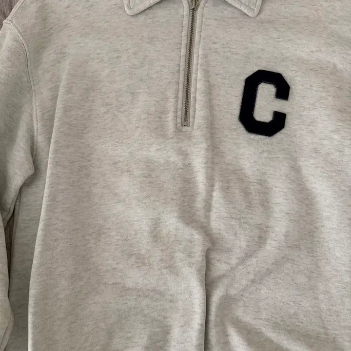 [BUNJANG] Covernat C Logo Half Zip-Up Sweatshirt Heather Gray / 커버낫 C로고 하프집업 맨투맨 헤더그레이