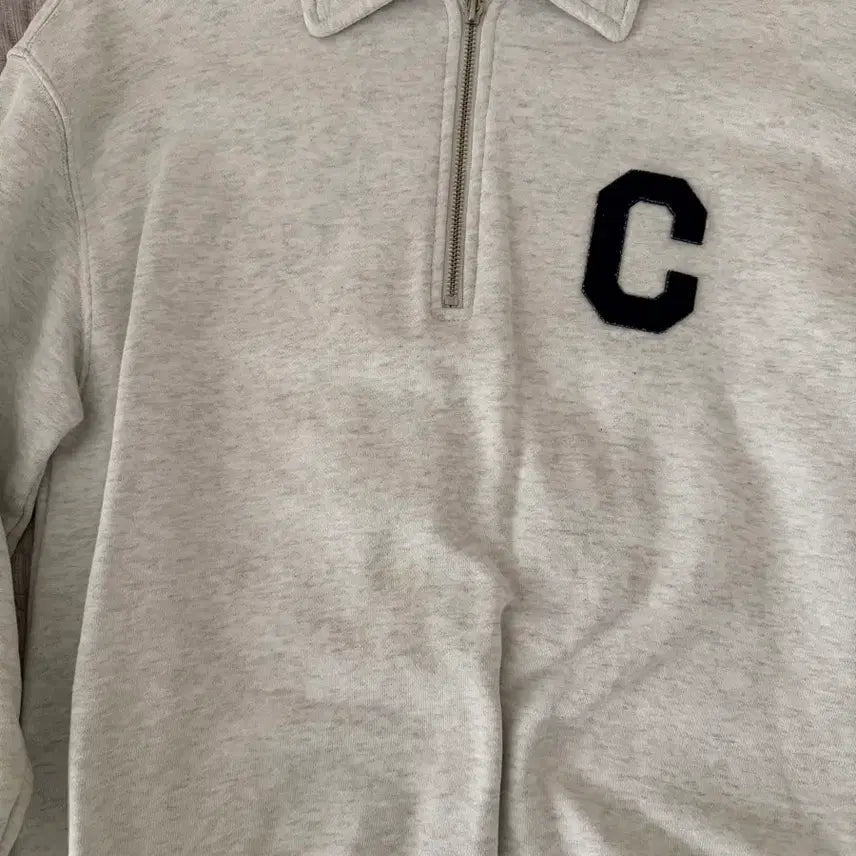 [BUNJANG] Covernat C Logo Half Zip-Up Sweatshirt Heather Gray / 커버낫 C로고 하프집업 맨투맨 헤더그레이