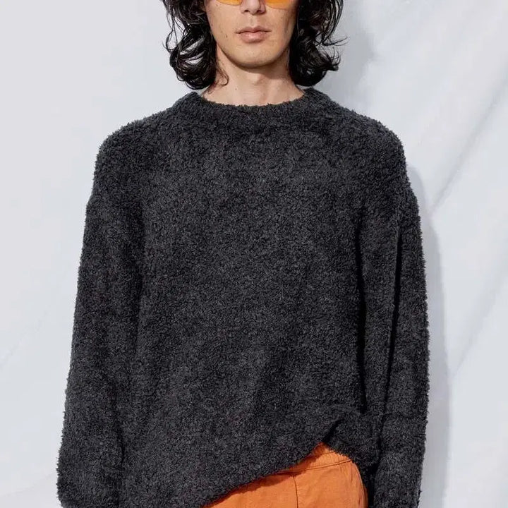 [BUNJANG] Amomento Furry Knit Pullover Charcoal M / 아모멘토 / 퍼리 니트 풀오버 / 차콜 / M