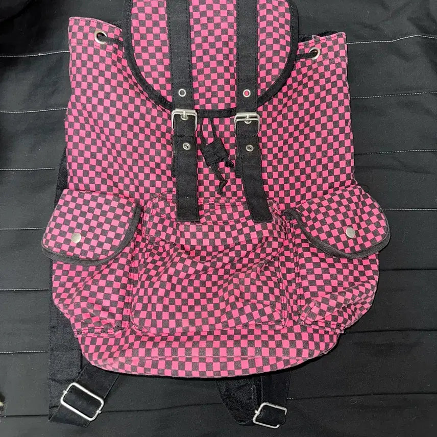 [BUNJANG] Punk Check Pink Backpack / 펑크 체크 핑크 백팩 가방