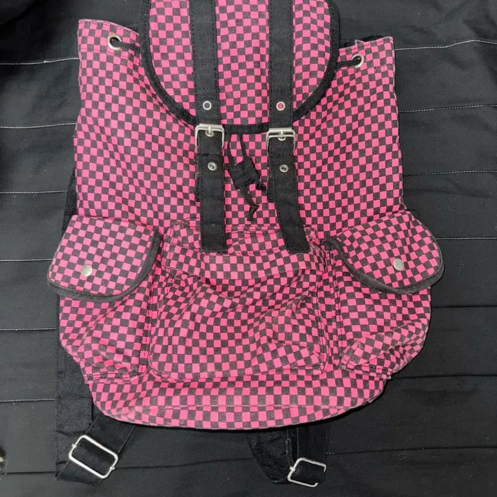 [BUNJANG] Punk Check Pink Backpack / 펑크 체크 핑크 백팩 가방