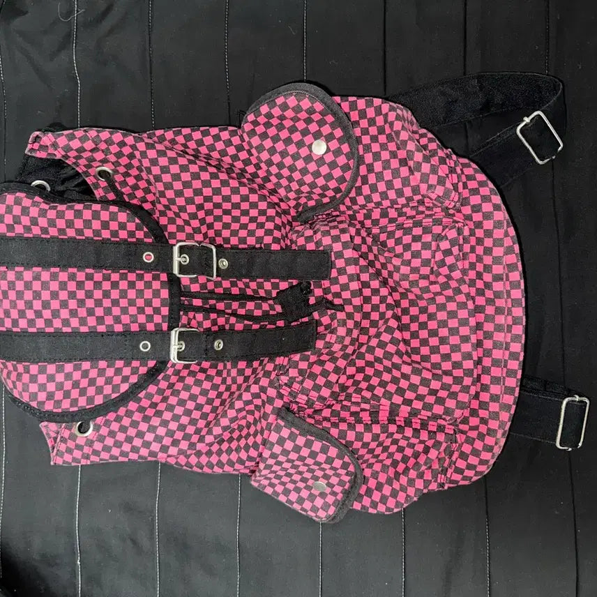 [BUNJANG] Punk Check Pink Backpack / 펑크 체크 핑크 백팩 가방