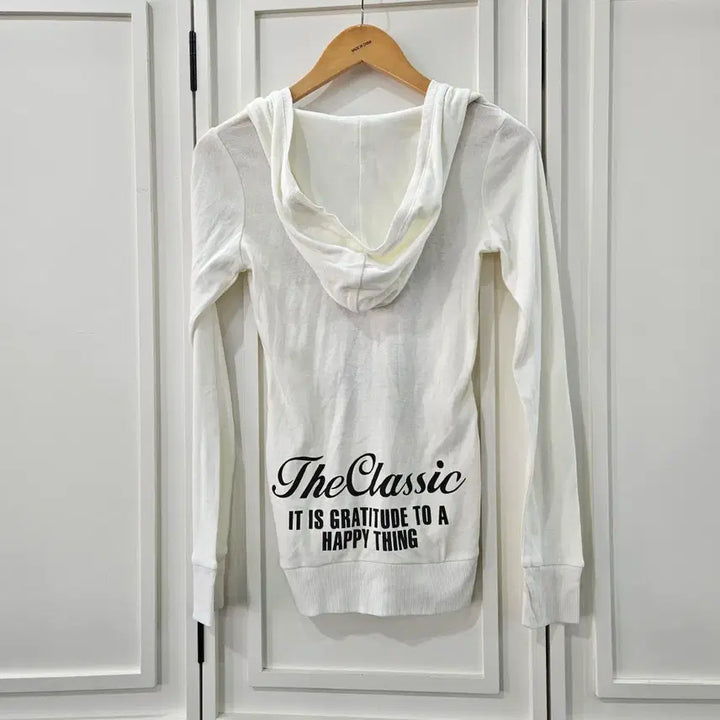 [BUNJANG] Witty &amp; Pitty Classic Lettering Long Hoodie T-shirt / 화이트 후드 롱티셔츠 프린팅