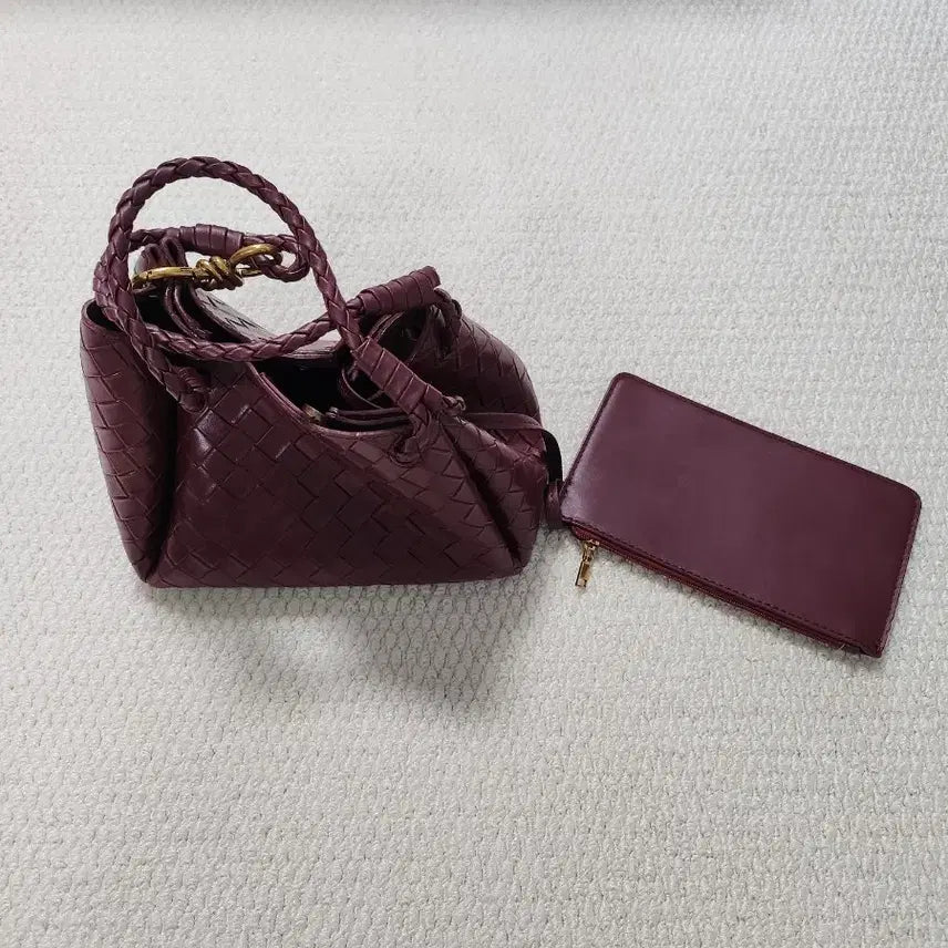 [BUNJANG] Burgundy Bag and Card Wallet Set / 버건디 가방 + 카드지갑 세트