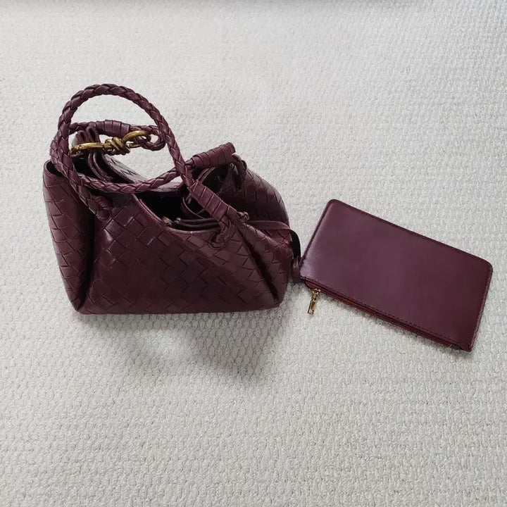 [BUNJANG] Burgundy Bag and Card Wallet Set / 버건디 가방 + 카드지갑 세트