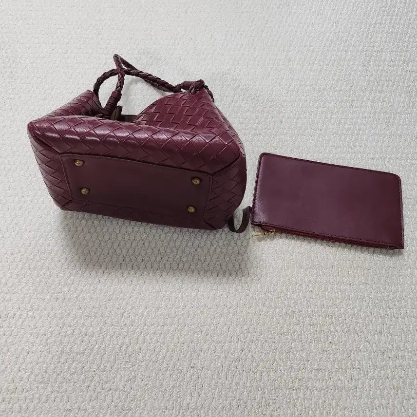 [BUNJANG] Burgundy Bag and Card Wallet Set / 버건디 가방 + 카드지갑 세트