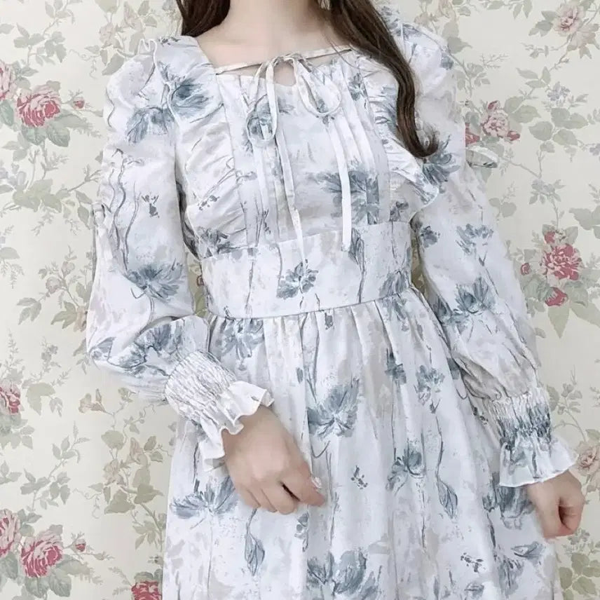 [BUNJANG] Shimamura Maki Floral Collaboration Dress / 시마무라 마키 콜라보 꽃 원피스  스나계 양산형