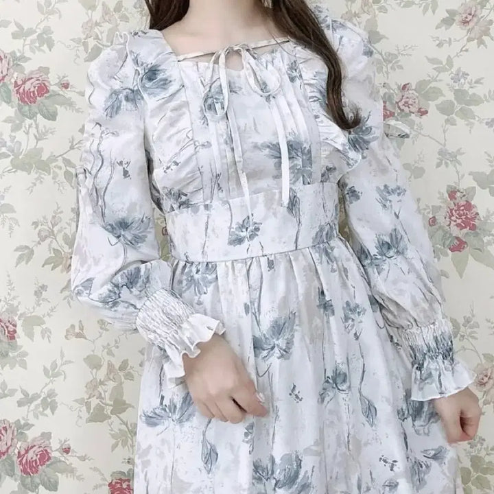 [BUNJANG] Shimamura Maki Floral Collaboration Dress / 시마무라 마키 콜라보 꽃 원피스  스나계 양산형