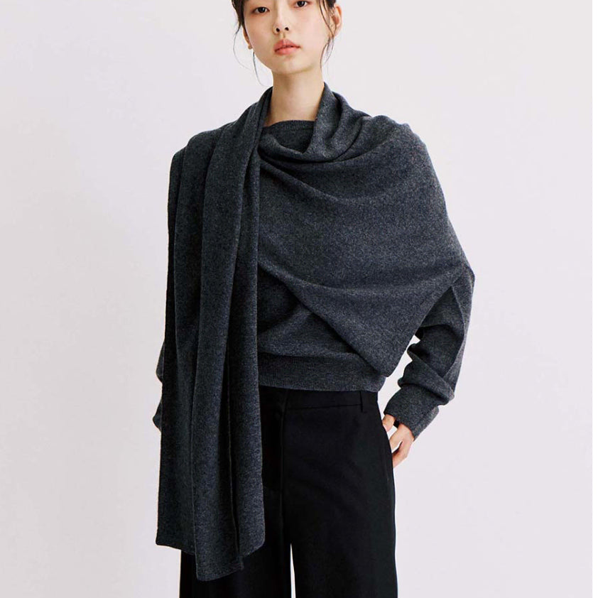 [BUNJANG] Around U Hour Shoulder Cashmere Knit Charcoal F / 어라운드율 아워숄캐시니트 차콜 F 새상품
