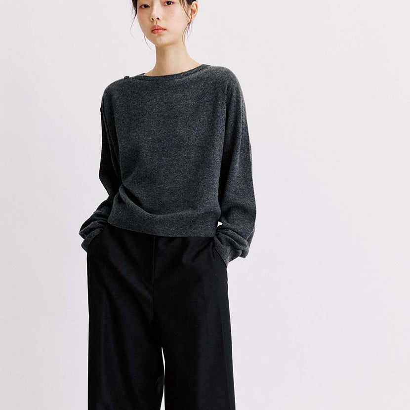 [BUNJANG] Around U Hour Shoulder Cashmere Knit Charcoal F / 어라운드율 아워숄캐시니트 차콜 F 새상품