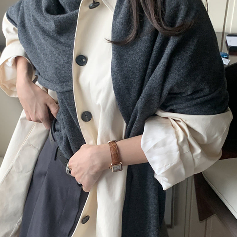 [BUNJANG] Around U Hour Shoulder Cashmere Knit Charcoal F / 어라운드율 아워숄캐시니트 차콜 F 새상품