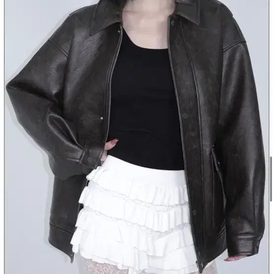 [BUNJANG] Pale Jade Brown Leather Jacket / 페일제이드 브라운 레더 자켓