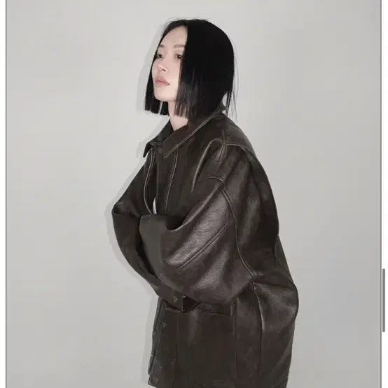 [BUNJANG] Pale Jade Brown Leather Jacket / 페일제이드 브라운 레더 자켓